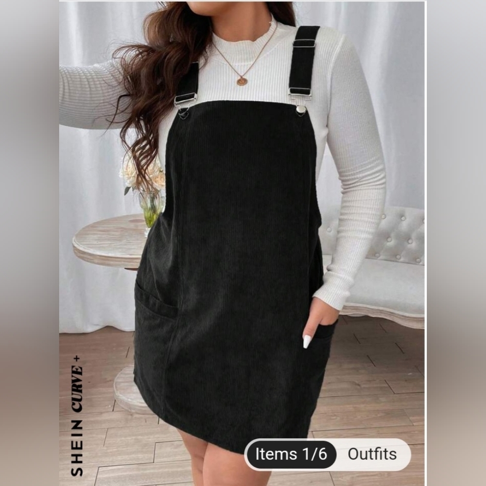 Shein Plus size 4x (24/26) black corduroy overall dress